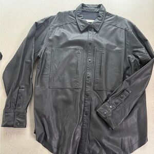 We The Free Faux Leather Shirt Jacket Black M NWT